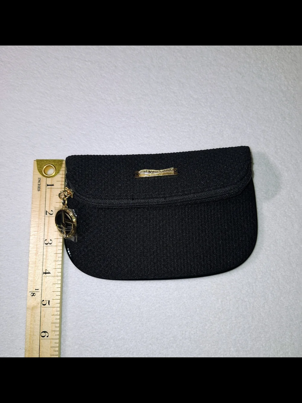 Giorgio Armani Black Woven Cosmetic Bag  with Gold Charm